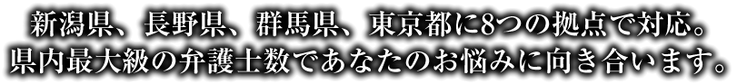 新潟県内に5つの拠点。県内最大級の弁護士数であなたのお悩みに向き合います。